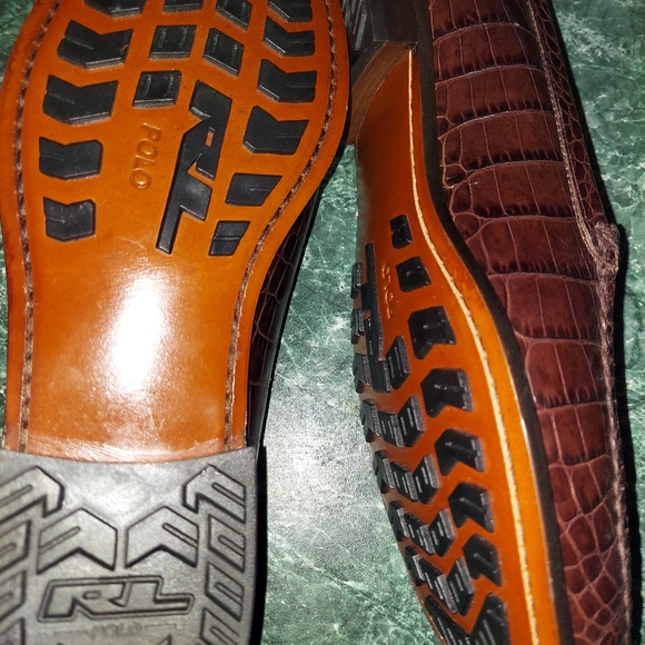 Ralph Lauren Polo Brown Leather Croc Print Loafer NWOT - Picture 9 of 10